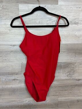 NWT Quince Italian Cami One-Piece Swimsuit - Cherry Red - Size M